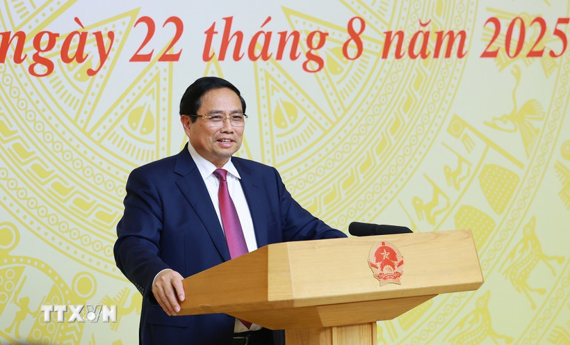 Thủ tướng Phạm Minh Chính kết luận Hội nghị Tổng kết năm học 2024-2025 và triển khai nhiệm vụ năm học 2025-2026. (Ảnh: Dương Giang/TTXVN)