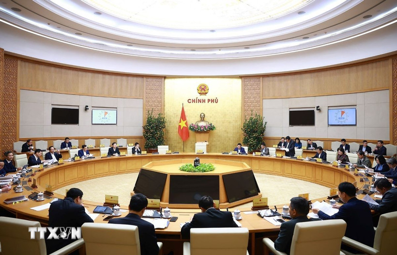 Phiên họp Chính phủ chuyên đề về xây dựng pháp luật tháng 2/2025. (Ảnh: Dương Giang/TTXVN)