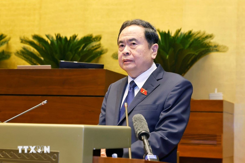 Chủ tịch Quốc hội: Tổ chức bầu cử theo đúng các mốc thời gian theo luật định Chủ tịch Quốc hội Trần Thanh Mẫn, Chủ tịch Hội đồng Bầu cử Quốc gia phát biểu khai mạc Hội nghị. (Ảnh: Doãn Tấn/TTXVN)