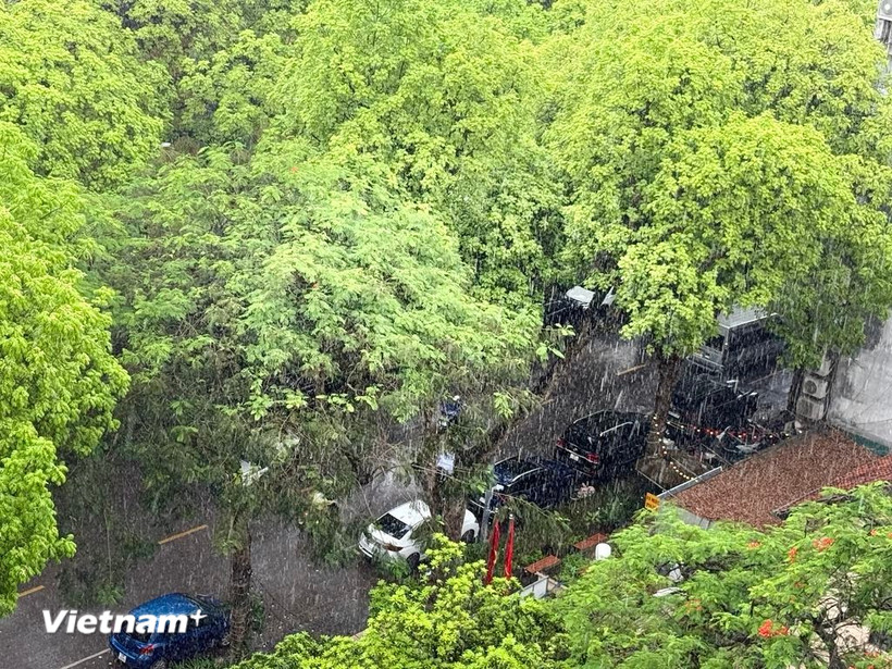 Hà Nội và nhiều tỉnh thành trên cả nước có mưa. (Ảnh: Vietnam+)