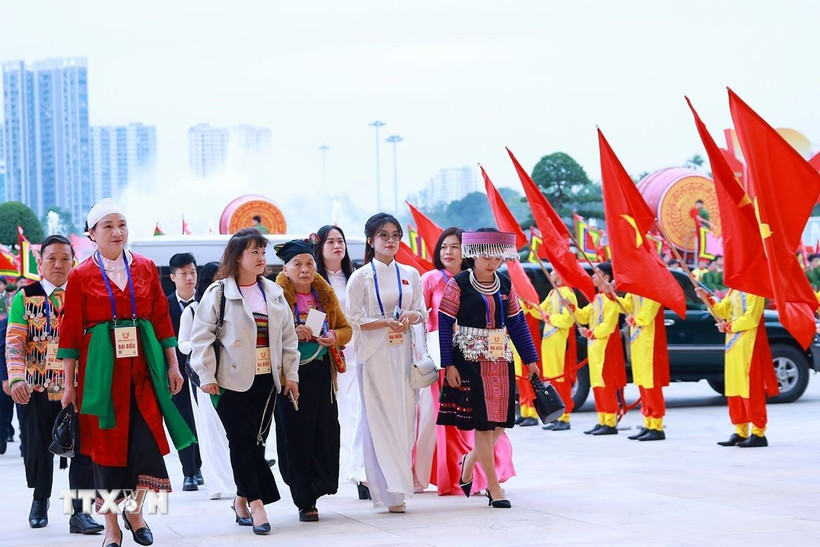 Các đại biểu đến dự Đại hội Thi đua yêu nước lần thứ XI. (Ảnh: Dương Giang/TTXVN)