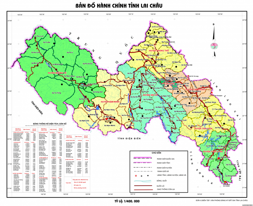 Bản đồ hành chính tỉnh Lai Châu. (Nguồn: Cổng thông tin Điện tử tỉnh Lai Châu)