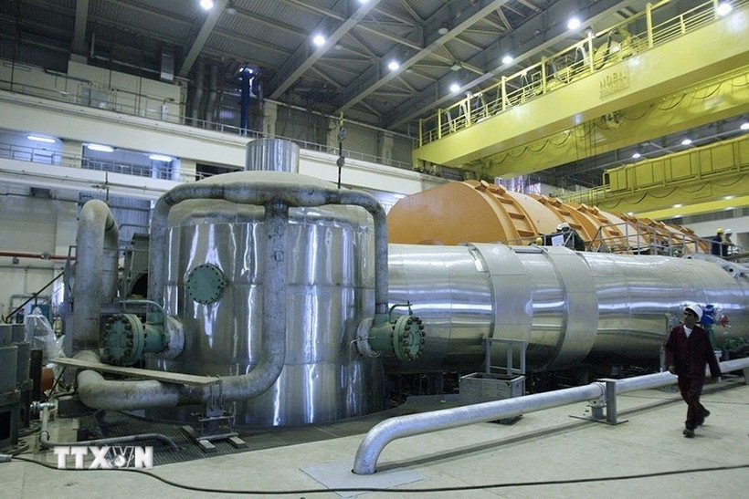 Quang cảnh bên trong nhà máy điện hạt nhân Bushehr ở miền Nam Iran. (Ảnh: FARS NEWS AGENCY/TTXVN)