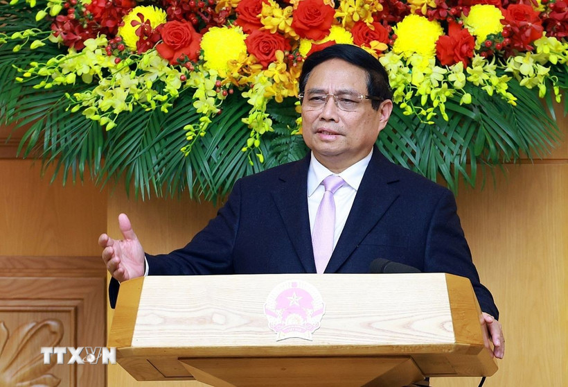 Thủ tướng Phạm Minh Chính phát biểu tại cuộc tọa đàm với các doanh nghiệp ASEAN. (Ảnh: Dương Giang/TTXVN)