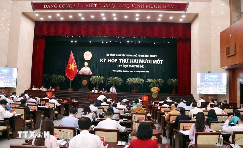 Quang cảnh Kỳ họp thứ 21 Hội đồng Nhân dân Thành phố Hồ Chí Minh khóa X, ngày 20/2. (Ảnh: Xuân Khu/TTXVN)