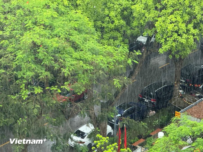 Hà Nội sáng sớm và đêm có mưa. (Nguồn: Vietnam+)