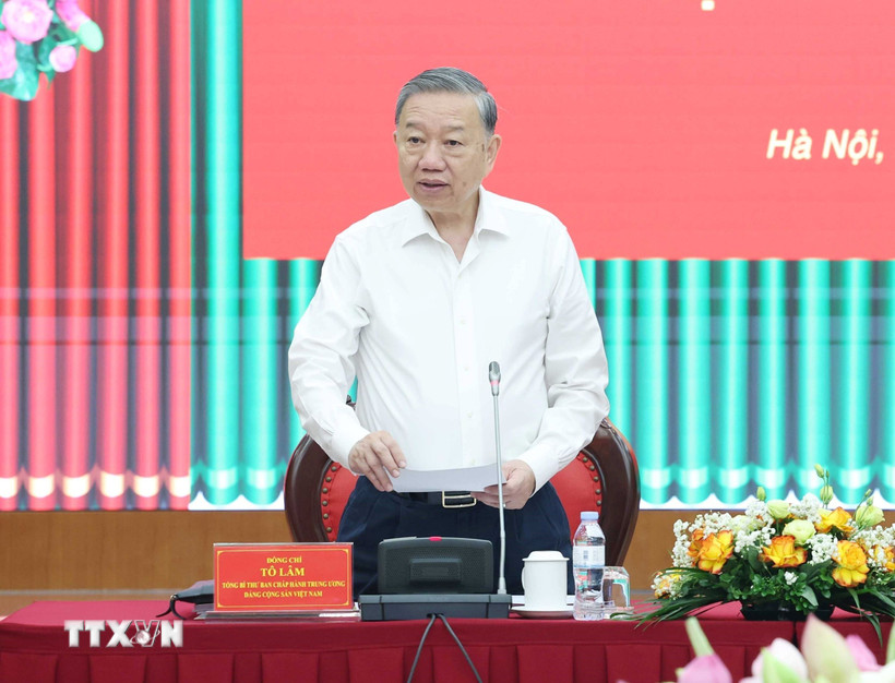 Tổng Bí thư Tô Lâm chủ trì làm việc với Ủy ban Kiểm tra Trung ương. (Ảnh: Thống Nhất/TTXVN)