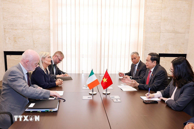 Chủ tịch Quốc hội Trần Thanh Mẫn gặp Chủ tịch Hạ viện Ireland Verona Murphy. (Ảnh: Doãn Tấn/TTXVN)