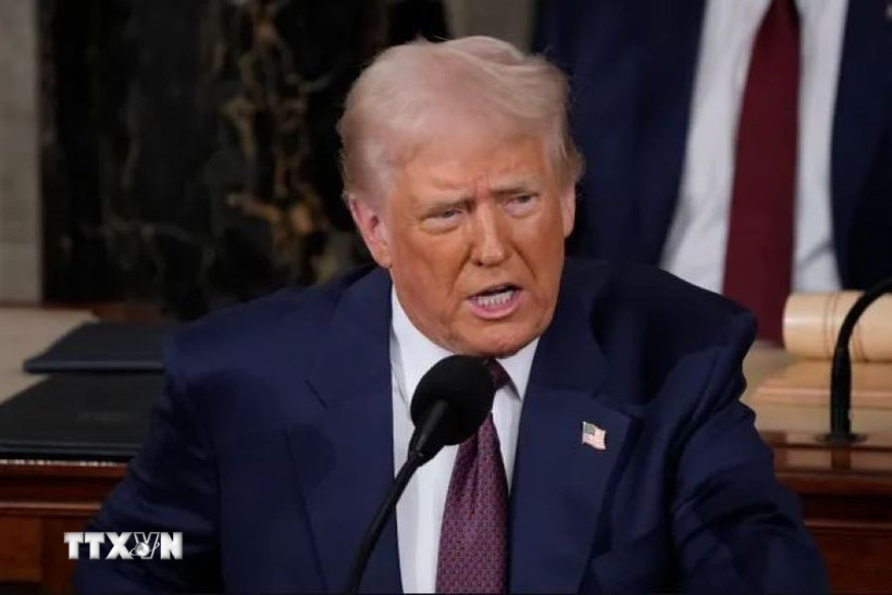 Tổng thống Mỹ Donald Trump phát biểu trước Quốc hội tại Washington, DC, ngày 4/3/2025. (Ảnh: USA Today/TTXVN)