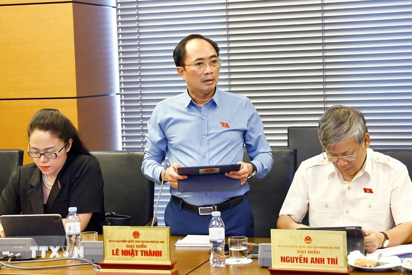 Đại biểu Quốc hội thành phố Hà Nội Lê Nhật Thành phát biểu. (Ảnh: Doãn Tấn/TTXVN)