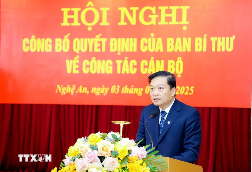 Phó Bí thư tỉnh ủy Nghệ An Lê Hồng Vinh. (Ảnh: Trịnh Duy Hưng/TTXVN)