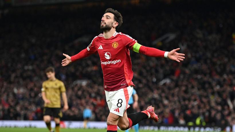 Bruno thăng hoa đưa Manchester United vào tứ kết Europa League. (Nguồn: Getty Images)