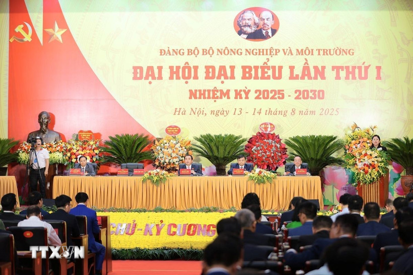 Đại hội đại biểu Đảng bộ Bộ Nông nghiệp và Môi trường nhiệm kỳ 2025-2030. (Ảnh: Lê Đông/TTXVN)