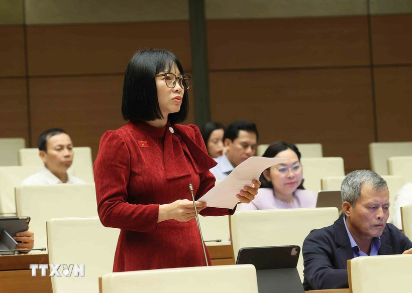 Đại biểu Quốc hội thành phố Hải Phòng Nguyễn Thị Việt Nga phát biểu. (Ảnh: An Đăng/TTXVN)