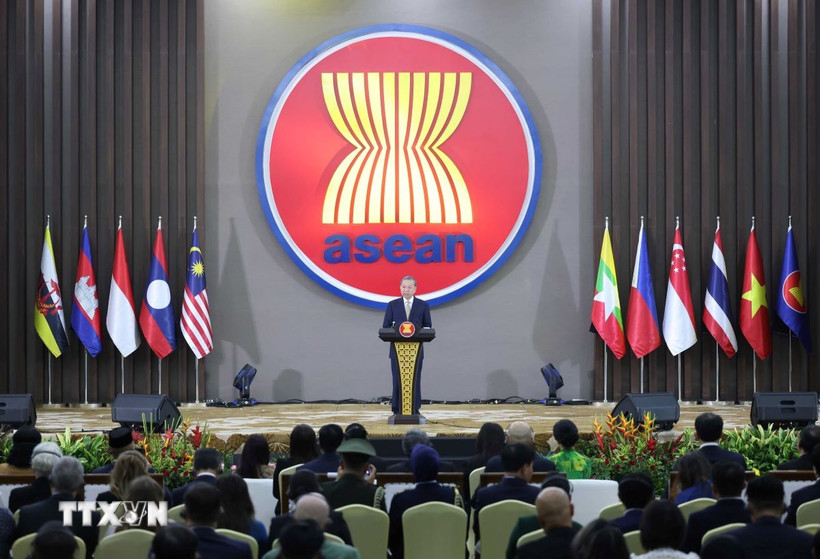 Tổng Bí thư Tô Lâm phát biểu tại lễ kỷ niệm 30 năm Việt Nam gia nhập ASEAN. (Ảnh: Thống Nhất/TTXVN)