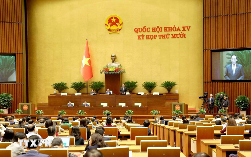 Quốc hội làm việc tại hội trường. (Ảnh: Phương Hoa/TTXVN)