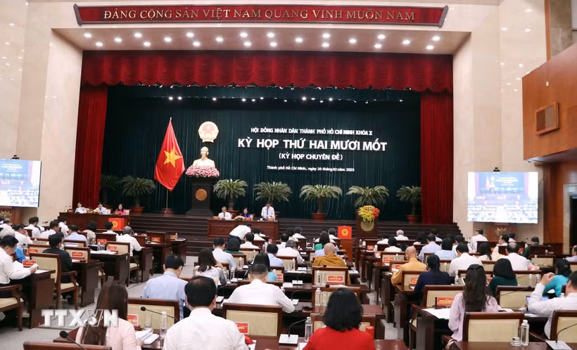 Quang cảnh Kỳ họp thứ 21 Hội đồng Nhân dân Thành phố Hồ Chí Minh khóa X. (Ảnh: Xuân Khu/TTXVN)