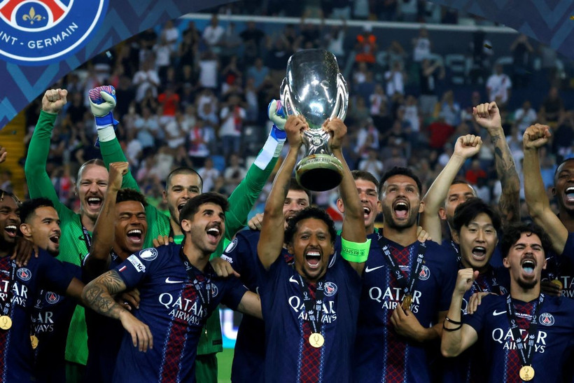 Paris Saint-Germain lần đầu giành Siêu cúp châu Âu. (Ảnh: Anadolu Agency/TTXVN)