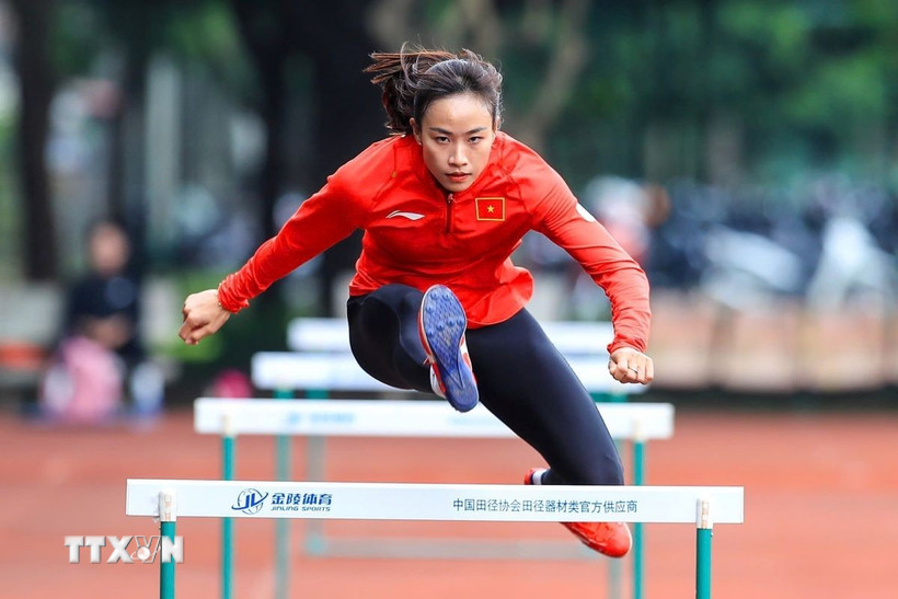 Huỳnh Thị Mỹ Tiên được kỳ vọng sẽ giành HCV SEA Games 33. (Ảnh: Minh Quyết/TTXVN)