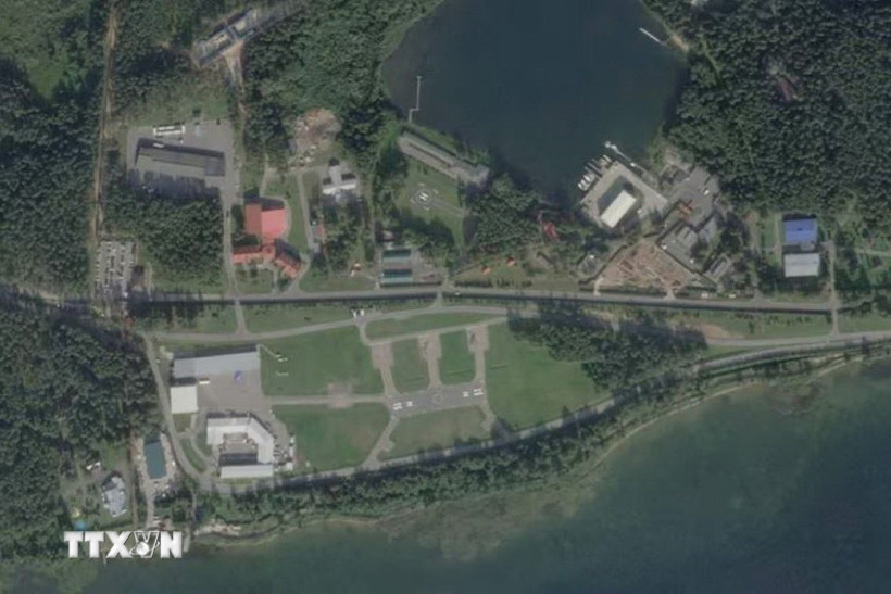 Hình ảnh do vệ tinh cung cấp cho thấy dinh thự của Tổng thống Nga Vladimir Putin tại Roshchino, vùng Novgorod, ngày 31/8/2023. (Ảnh: Reuters/TTXVN)