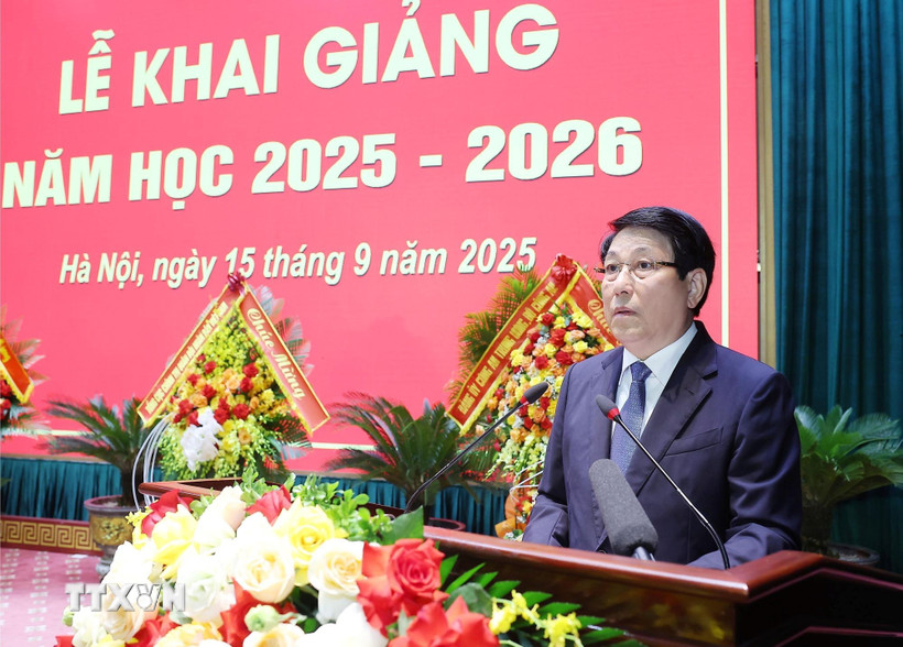 Chủ tịch nước Lương Cường phát biểu chỉ đạo. (Ảnh: Lâm Khánh/TTXVN)