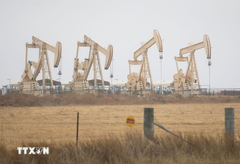 Giàn khoan dầu tại Texas, Mỹ. (Ảnh: THX/TTXVN)