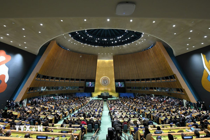 Toàn cảnh một cuộc họp Đại hội đồng Liên hợp quốc tại New York, Mỹ. (Ảnh: THX/TTXVN)