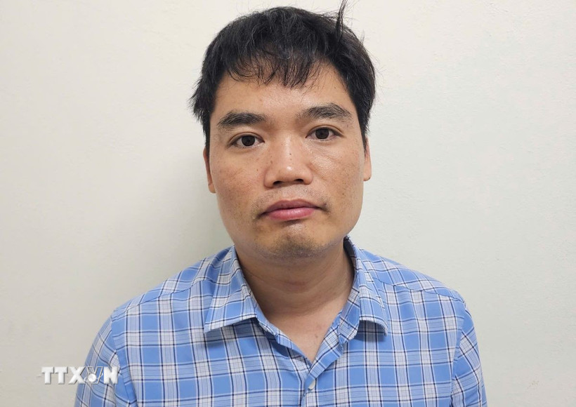 Lê Minh Giáp tại Cơ quan Công an. (Ảnh: TTXVN phát)