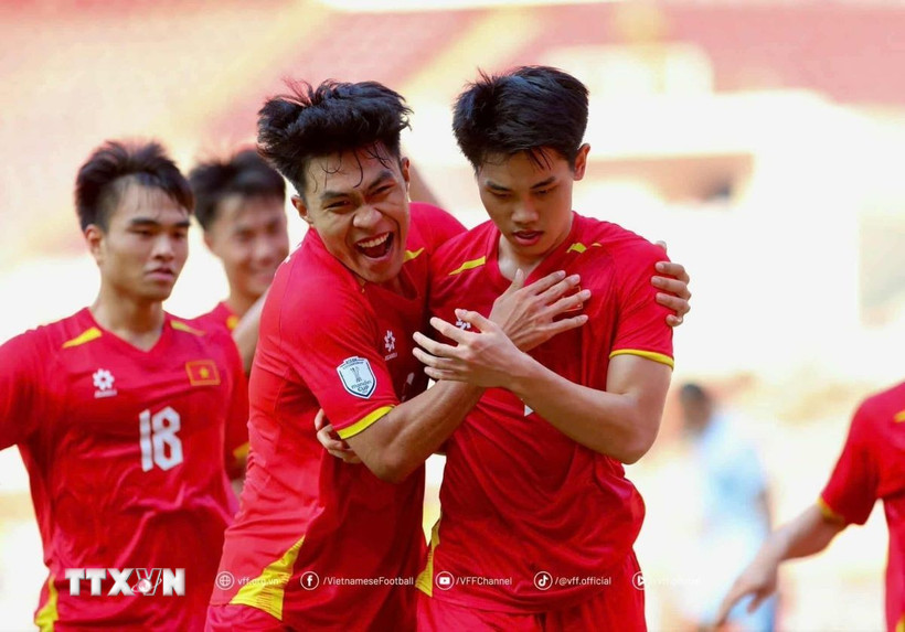 U23 Việt Nam hướng đến kỳ tích lần thứ 3 liên tiếp vô địch U23 Đông Nam Á. (Ảnh: VFF/TTXVN phát)