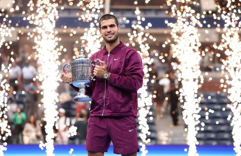 Carlos Alcaraz vô địch US Open 2025, trở lại ngôi vị số 1 thế giới. (Nguồn: Getty Images)