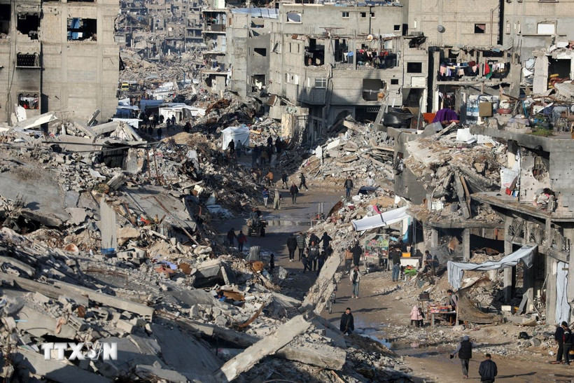 Cảnh tàn phá do xung đột tại Jabalia, Dải Gaza. (Ảnh: THX/TTXVN)