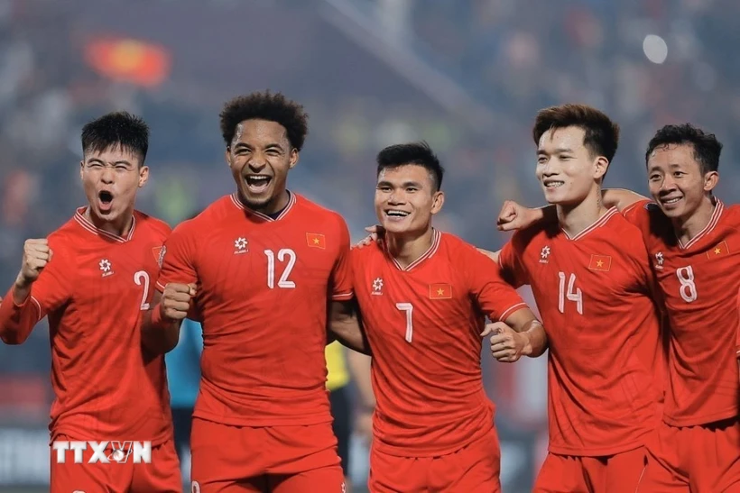 Đội tuyển Việt Nam sẵn sàng cho trận gặp Thái Lan ở chung kết lượt đi AFF Cup 2024. (Ảnh: Minh Quyết/TTXVN)