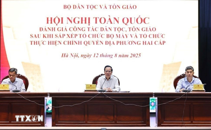 Bộ trưởng Bộ Dân tộc và Tôn giáo Đào Ngọc Dung phát biểu. (Ảnh: Minh Đức/TTXVN)