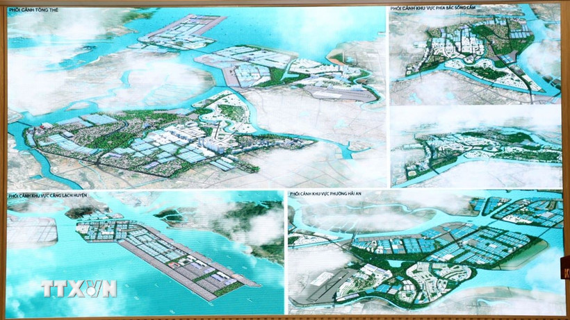Phối cảnh tổng thế Khu kinh tế Đình Vũ-Cát Hải đến năm 2045. (Ảnh: Mạnh Tú/TTXVN)