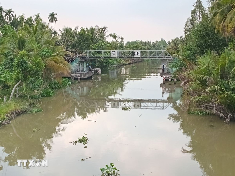 Cống ngăn mặn Hốc Hỏa, thành phố Vị Thanh. (Ảnh: Duy Khương/TTXVN)