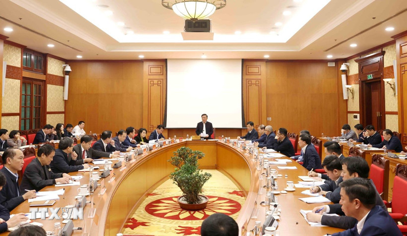 Ban chỉ đạo Chuyển đổi số các cơ quan Đảng họp phiên thứ hai. (Ảnh: Phương Hoa/TTXVN)