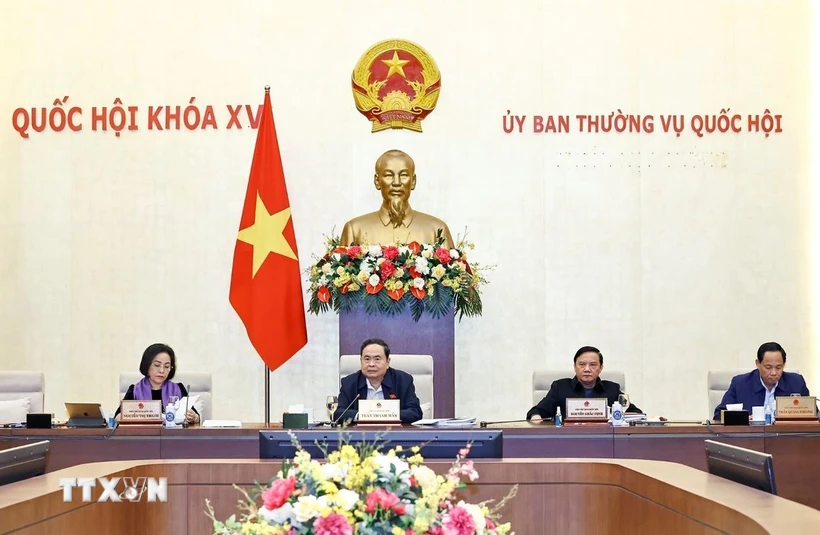 Chủ tịch Quốc hội Trần Thanh Mẫn phát biểu tại một phiên họp của Ủy ban Thường vụ Quốc hội. (Ảnh: Doãn Tấn/TTXVN)