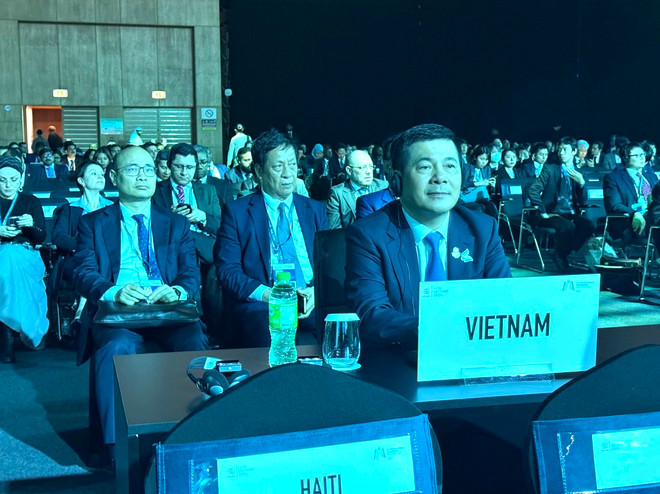 Bộ trưởng Bộ Công Thương Nguyễn Hồng Diên làm trưởng đoàn Việt Nam tham dự MC13. (Ảnh: PV/Vietnam+) BT du wto.jpg