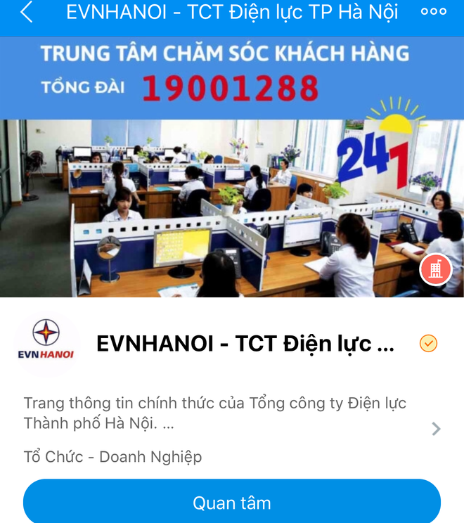 Thanh toán tiền điện trực tiếp qua trang của EVNHANOI trên Zalo ảnh 1