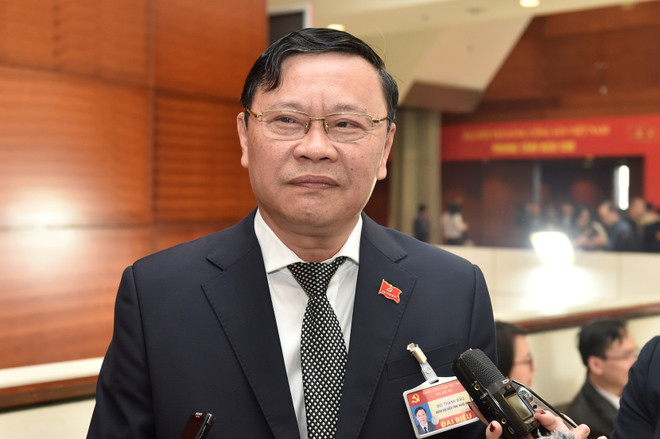Đại biểu Bùi Thanh Bảo, trao đổi với phóng viên bên hành lang Đại hội Đảng toàn quốc lần thứ XIII. (Ảnh: Đức Duy/Vietnam+) Để đất nước cường thịnh không thể thiếu các doanh nhân có tầm, có tâm ảnh 2