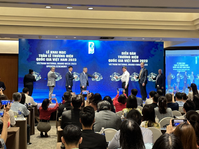 Diễn đàn Thương hiệu Quốc gia Việt Nam 2023. (Ảnh: Đức Duy/Vietnam+) Thương hiệu Quốc gia: Định vị, gia tăng giá trị trong kinh tế toàn cầu ảnh 1