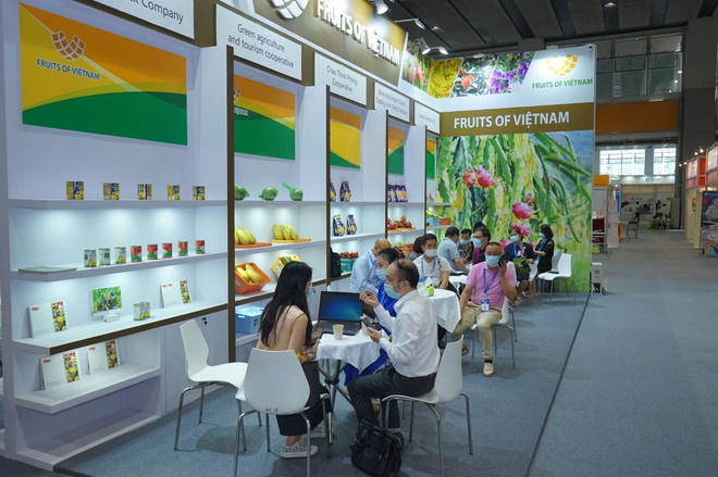 Doanh nghiệp Việt Nam tham gia Hội chợ Hoa quả Quảng Châu 2021. (Ảnh: PV/Vietnam+) Doanh nghiệp Việt Nam tham gia Hội chợ Hoa quả Quảng Châu 2021 ảnh 1