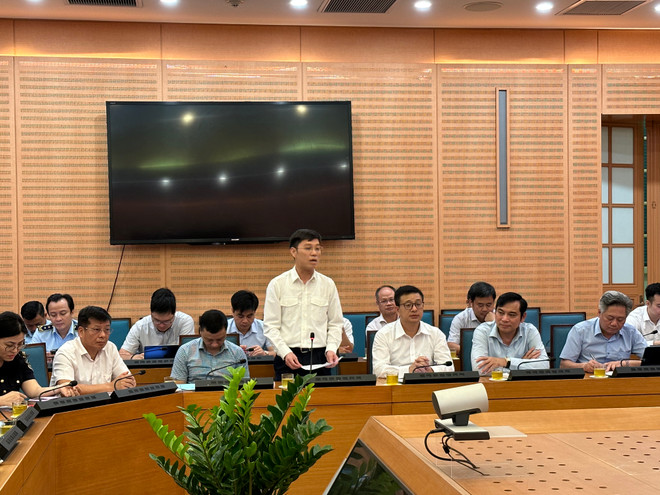 Đại diện Cục thuế Hà Nội thông tin về việc chống thất thu thuế. (Ảnh: Xuân Quảng/Vietnam+) 4E71AB53-ED69-40B5-B34C-BD056E84A4DF.jpeg