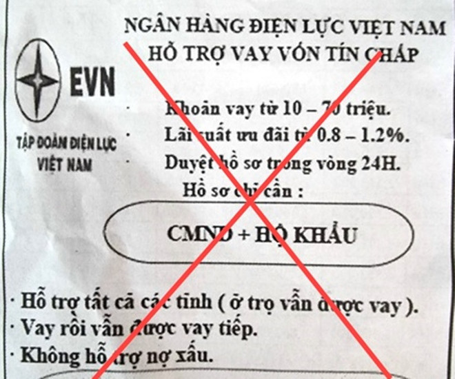Cảnh báo việc giả thương hiệu EVN để quảng cáo cho vay tín chấp ảnh 1