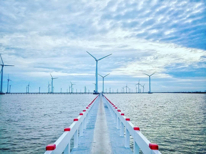 Cùng với Vietsovpetro, PVC-MS là nhà thầu chính chế tạo, lắp đặt cho dự án điện gió Kê Gà trên biển Bình Thuận. (Ảnh: PV/Vietnam+) Cơ khí chế tạo dầu khí: Những dấu ấn lịch sử của PVC-MS ảnh 1