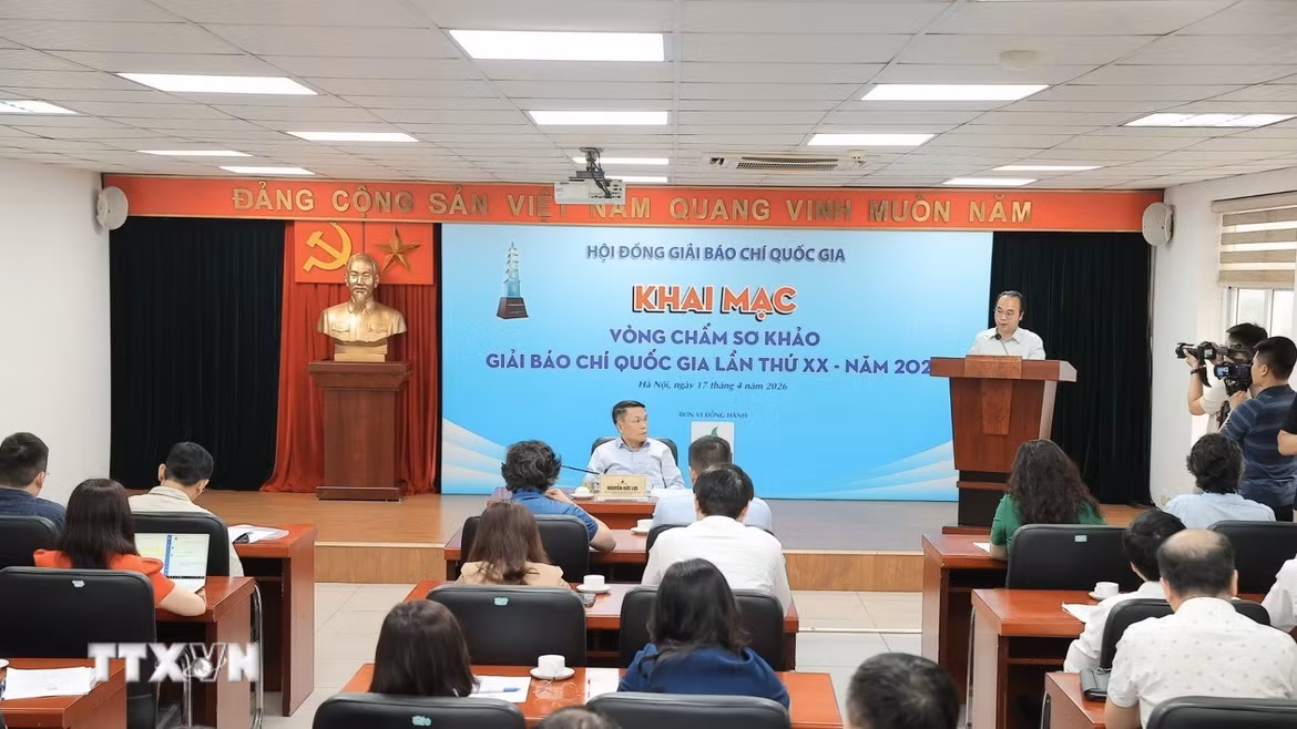 Quang cảnh lễ khai mạc Vòng chấm sơ khảo Giải Báo chí quốc gia lần thứ 20 năm 2025. (Ảnh: Minh Quyết/TTXVN)