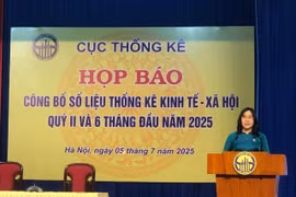 Bà Nguyễn Thị Hương, Cục trưởng Cục Thống kê cho biết trong nửa đầu năm, tình hình thế giới tiếp tục diễn biến phức tạp, khó lường và dự đoán, đặc biệt là chính sách của Hoa Kỳ cũng như phản ứng của các nước. (Ảnh: Vietnam+)