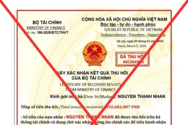 Một văn bản giả mạo con dấu, chữ ký của Bộ trưởng Bộ Tài chính. (Ảnh: BTC)