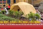 Người dân TP Hồ Chí Minh dựng lều, trải bạt sẵn sàng trắng đêm chờ xem diễu binh
