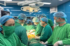 Các bác sỹ thực hiện ca ghép phổi cho bệnh nhân. (Ảnh: PV/Vietnam+)